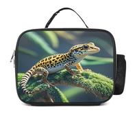 MNVTSKOP Leopard Little Gecko Lunch box riutilizzabile Lunchbox a prova di perdite Tote Bag con manico per ufficio picnic spiaggia