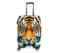 MNVTSKOP Little Fat Tiger Head - Copertura per valigia, antigraffio, lavabile, in poliestere, elastica, protezione per bagagli da viaggio, bianco, XL