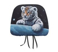 MNVTSKOP Little Tiger in Space - Copri poggiatesta per auto, universale, anti-sporco, facile da installare, durevole, traspirante, accessori per veicoli per auto, camion, SUV