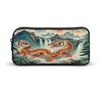 MNVTSKOP Longhu Cascata di Montagna, Cina Astuccio Grande Capacità Matita Sacchetto Ufficio Matita Sacchetto per Uomo Donna Organizer Scrivania