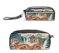 MNVTSKOP Longhu Cascata di Montagna, Cina Borsa per Trucco Piccola Custodia da Viaggio Cosmetica Portatile Cancelleria Organizer per Donne Insegnante