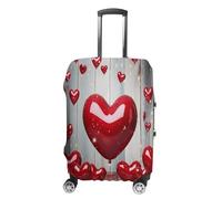 MNVTSKOP Love Heart - Copertura per valigia, resistente ai graffi, lavabile, in poliestere, elastica, da viaggio, protezione per valigie, bianco, L