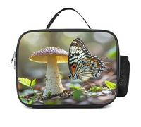 MNVTSKOP Lunch box riutilizzabile con funghi a farfalla borsa tote a prova di perdite con manico per ufficio picnic spiaggia