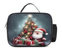 MNVTSKOP Merry Christmas Lunchbox riutilizzabile Borsa per il pranzo a prova di perdite con manico per ufficio picnic spiaggia