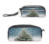 MNVTSKOP Merry Christmas Pine Tree Makeup Bag Piccolo cosmetico da viaggio custodia portatile cancelleria organizzatore per donne insegnante