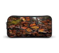 MNVTSKOP Monarch Butterflies - Astuccio per matite da ufficio di grande capacità, per uomo e donna, organizer da scrivania