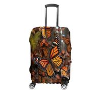 MNVTSKOP Monarch Butterflies - Copertura per valigia, resistente ai graffi, lavabile, in poliestere, elastica, da viaggio, protezione per valigie, bianco, S