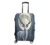 MNVTSKOP Moonlight Deer - Copertura per valigia, resistente ai graffi, lavabile, in poliestere, elastica, protezione per bagagli da viaggio, bianco, XL