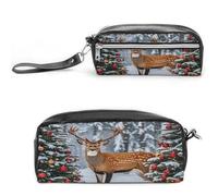 MNVTSKOP Mucca Cervo Alberi di Natale Trucco Sacchetto Piccolo Cosmetico Viaggio Caso Portatile Cancelleria Organizzatore per Donne Insegnante