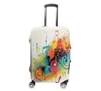 MNVTSKOP Musica astratta a tema bagagli copre antigraffio lavabile valigia copertura poliestere elastico viaggio bagagli Protector per valigia Protector Protector, bianco, M