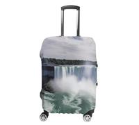 MNVTSKOP Niagara Falls - Copertura per valigia, resistente ai graffi, lavabile, in poliestere, elastica, protezione per bagagli da viaggio, bianco, L