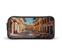 MNVTSKOP Old Courtyard Cafe Chair City, Roma, Italia, Astuccio di grande capacità, astuccio per matite da ufficio, per uomini e donne, organizer da scrivania