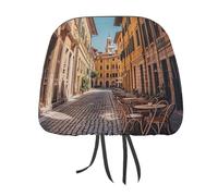 MNVTSKOP Old Courtyard Cafe Chair City, Roma, Italia, copri poggiatesta per auto, universale, anti-sporco, facile da installare, resistente, traspirante, accessori per veicoli per auto, camion, SUV