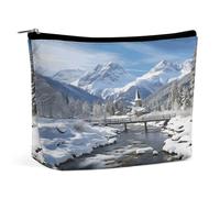 MNVTSKOP Paesaggio invernale nelle Alpi Borsa cosmetica di grande capacità Borsa per il trucco da viaggio Borsa da toilette portatile alla moda per le donne
