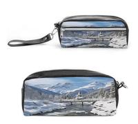 MNVTSKOP Paesaggio invernale nelle Alpi Borsa per il trucco Piccola Custodia da viaggio per cosmetici Organizzatore di cancelleria portatile per insegnanti donne
