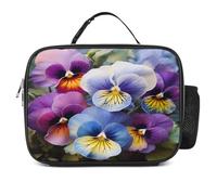 MNVTSKOP Pansy Perfection - Contenitore per il pranzo riutilizzabile, a prova di perdite, con manico, per ufficio, picnic, spiaggia