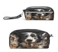 MNVTSKOP Pastor Border Collie Trousse per il trucco, piccola custodia da viaggio per cosmetici portatile, organizer per cancelleria per donne e insegnanti