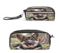 MNVTSKOP Piccola borsa da viaggio per cosmetici con cucciolo di pastore tedesco, organizer portatile per cancelleria per donne e insegnanti