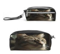 MNVTSKOP Piccola trousse da viaggio con gatto soriano, organizer portatile per cancelleria per donne e insegnanti