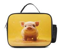 MNVTSKOP Piggy Is Jumping - Contenitore per il pranzo riutilizzabile, a prova di perdite, con manico, per ufficio, picnic, spiaggia