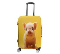 MNVTSKOP Piggy Is Jumping - Copertura per valigia, resistente ai graffi, lavabile, in poliestere, elastica, protezione per bagagli da viaggio, bianco, M