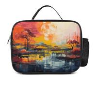 MNVTSKOP Pittura colorata Lunch Box Riutilizzabile Lunch Box a Prova di Perdite Tote Bag con Manico per Ufficio Picnic Spiaggia