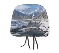 MNVTSKOP Poggiatesta universale per auto, con paesaggio invernale nelle Alpi, anti-sporco, facile da installare, durevole, traspirante, accessorio per veicoli per auto, camion, SUV