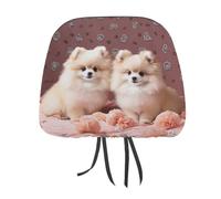 MNVTSKOP Pomeranians Cuccioli e Point Poggiatesta per auto Universale Anti-Sporco Poggiatesta Protector Facile da installare Durevole Traspirante Accessori per Veicoli per Auto Camion SUV