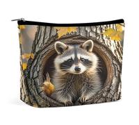 MNVTSKOP Raccoon in The Fall Tree Hole Cosmetic Bag Grande Capacità Viaggio Makeup Bag Trendy Portable Toiletry Bag per le donne
