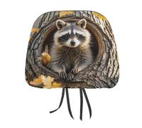 MNVTSKOP Raccoon in The Fall Tree Hole Headrest Covers for Cars Universal Anti-Dirty Car Poggiatesta Protector Facile da installare Durevole Traspirante Accessori per Veicoli per Auto Camion SUV