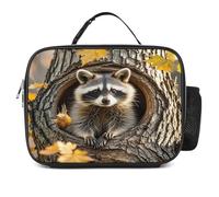 MNVTSKOP Raccoon in The Fall Tree Hole Lunch Box riutilizzabile Lunchbox a tenuta stagna Tote Bag con manico per ufficio picnic spiaggia