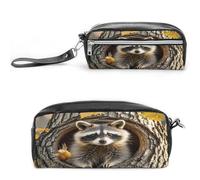 MNVTSKOP Raccoon in The Fall Tree Hole Makeup Bag Piccola custodia da viaggio per cosmetici Organizzatore di cancelleria portatile per insegnanti donne