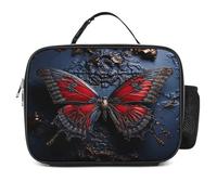 MNVTSKOP Red Butterfly Lunch Box riutilizzabile Lunchbox a prova di perdite Tote Bag con maniglia per ufficio picnic spiaggia