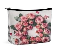 MNVTSKOP Rose in A Circle Cosmetic Bag Grande Capacità Viaggio Makeup Bag Trendy Portable Toiletry Bag per le donne