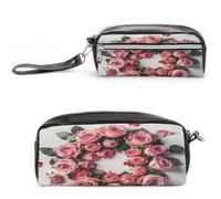 MNVTSKOP Rose in A Circle Trousse per il trucco piccola custodia da viaggio per cosmetici portatile organizzatore di cancelleria per donne insegnanti