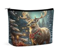 MNVTSKOP Sacchetto cosmetico di renna del regalo di Natale di grande capacità di viaggio di trucco borsa da toilette portatile alla moda per le donne