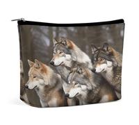 MNVTSKOP Sacchetto cosmetico di viaggio di grande capacità dei lupi colorati differenti borsa da toilette portatile alla moda per le donne