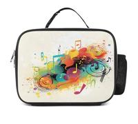 MNVTSKOP Scatola portapranzo a tema musicale astratta riutilizzabile Lunchbox a tenuta stagna Tote Bag con manico per ufficio picnic spiaggia