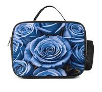MNVTSKOP Scatola portapranzo riutilizzabile con motivo floreale blu, a prova di perdite, con manico, per ufficio, picnic, spiaggia