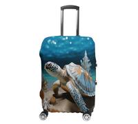 MNVTSKOP Sea Shell - Copertura per bagagli a forma di stella marina, resistente ai graffi, lavabile, in poliestere, elastica, protezione per bagagli da viaggio, bianco, XL