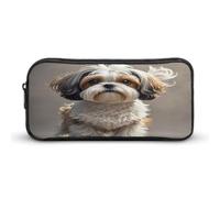 MNVTSKOP Shih Tzu Astuccio per matite con cane di grande capacità, astuccio per matite da ufficio, per uomini e donne, organizer da scrivania