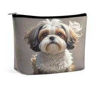 MNVTSKOP Shih Tzu Dog Cosmetic Bag Grande Capacità di Viaggio Makeup Bag Trendy Portable Toiletry Bag per le donne