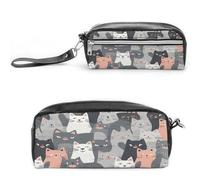MNVTSKOP Simpatica borsa per il trucco con gatti grigi e divertente, piccola custodia da viaggio per cosmetici, organizer portatile per cancelleria per insegnanti donne