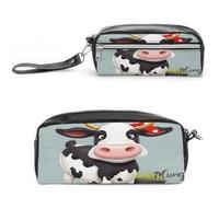 MNVTSKOP Simpatica borsa per il trucco della mucca piccola custodia da viaggio cosmetica organizzatore di cancelleria portatile per le donne insegnante