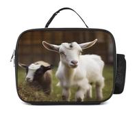 MNVTSKOP Simpatica borsa portapranzo a forma di capra, riutilizzabile, a prova di perdite, con manico, per ufficio, picnic, spiaggia