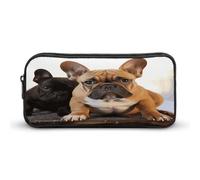 MNVTSKOP Simpatico astuccio per matite con bulldog francese, grande capacità, astuccio da ufficio per uomo e donna, organizer da scrivania