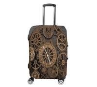 MNVTSKOP Steampunk Gears Clock Copertura per bagagli Resistente ai Graffi Lavabile Valigie Copertura in Poliestere Elastico per Bagagli da Viaggio Protezione per Valigia Copertura Protettiva, bianco