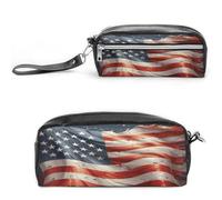 MNVTSKOP Stelle E Strisce Trucco Sacchetto Piccolo Cosmetico Viaggio Caso Portatile Cancelleria Organizzatore per Donne Insegn