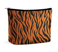 MNVTSKOP Tiger Stripes Orange Cosmetic Bag Grande Capacità Viaggio Makeup Bag Trendy Portable Toiletry Bag per le donne
