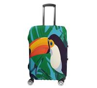 MNVTSKOP Toucan - Copertura per valigia, resistente ai graffi, lavabile, in poliestere, elastica, protezione per bagagli da viaggio, bianco, XL